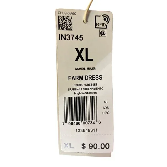 Adidas x Farm Rio Maxi Dress Womens XL NEW Bright Red - Picture 8 of 16